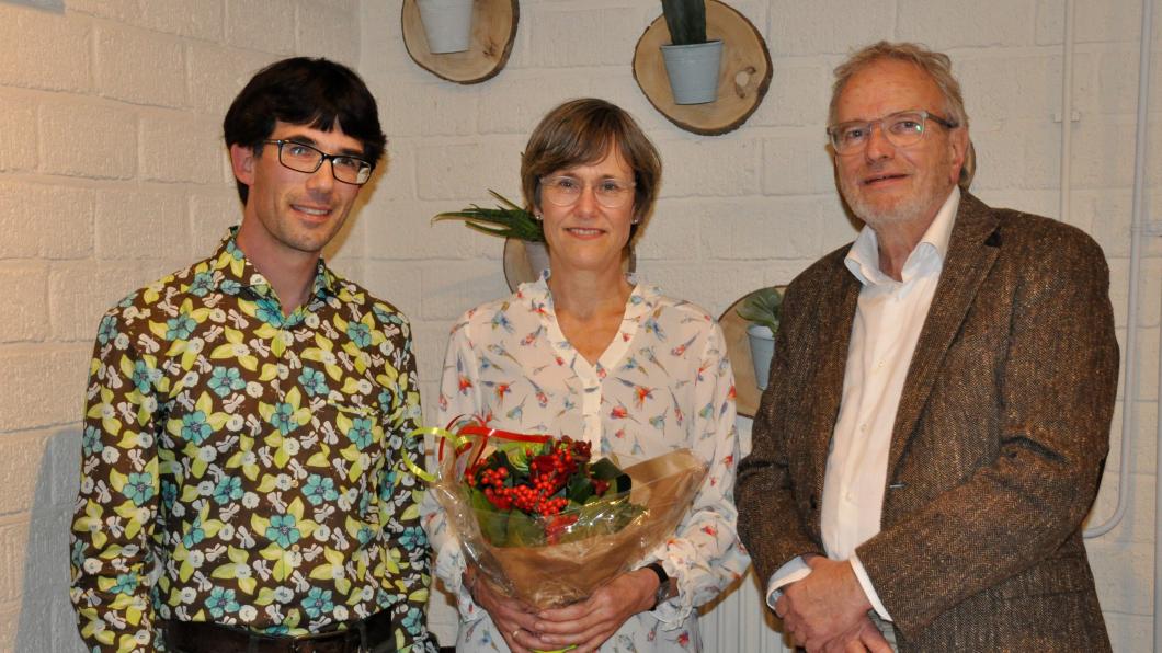 Vlnr: 2e kandidaat raadslid Mathijs van Beusekom, Lijsttrekker Jacobien van Boeijen, bestuursvoorzitter Frans Ronchetti